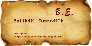 Balikó Euszták névjegykártya